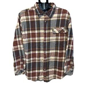 Legendary WhiteTails Plaid Western Shirt Mens Large Buck Camp Flannel Button Up